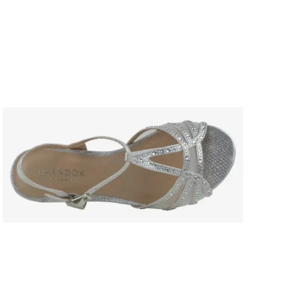 Paradox London Jilly Silver Wedge Sandal Women's Size 6W NWOB
